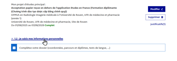 remplis les infos personelles